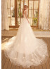 Chic Ivory Satin Wedding Dress With Detachable Tulle Train